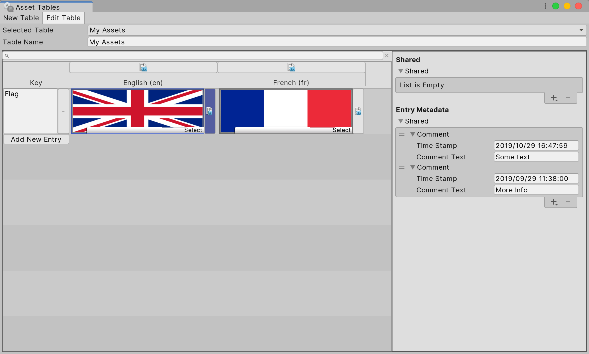 Editing Table Entry Metadata