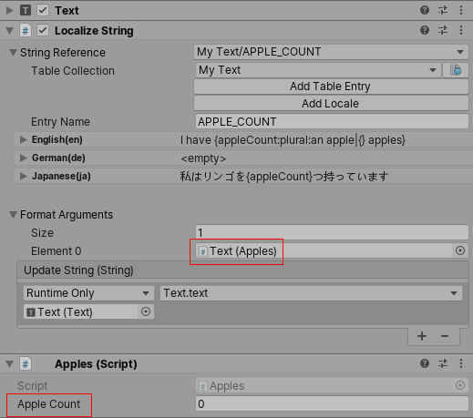 Unity finds and pairs the table with the matching Key during setup.