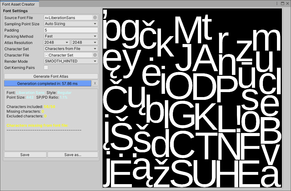 Exporting a Character Set from the Localization Tables Window