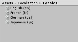 Unity generates Locales as Asset files in the Project.