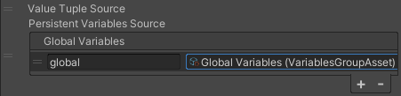 Inspector window showing Smart String Persistent Variables source field.