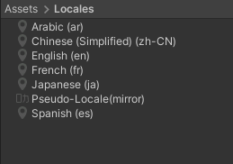 Unity generates Locales as Asset files in the Project.