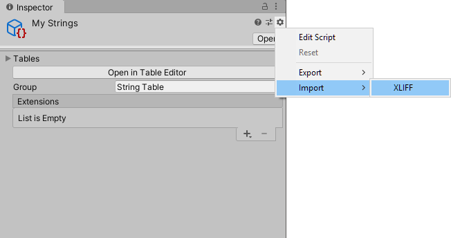 Importing into a String Table Collection.