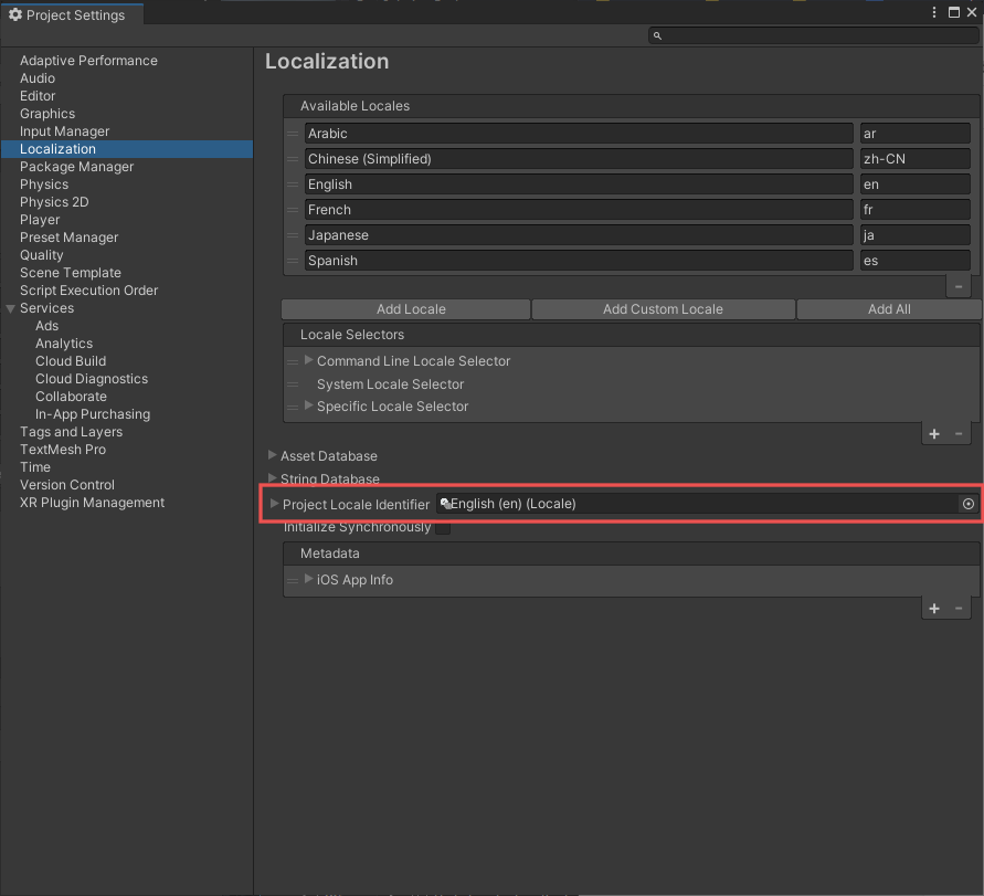 To define which Locale values to store directly in the component, configure the Project Locale Identifier field.