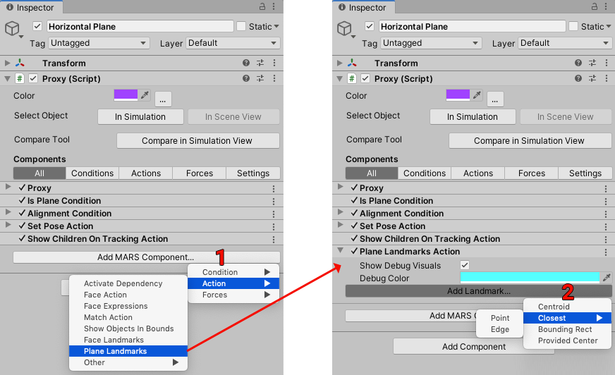 Adding a plane landmark to a Proxy
