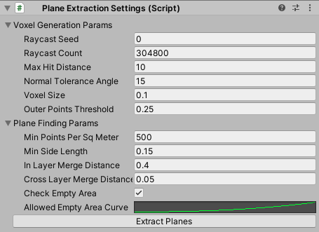 Sim env plane extraction settings