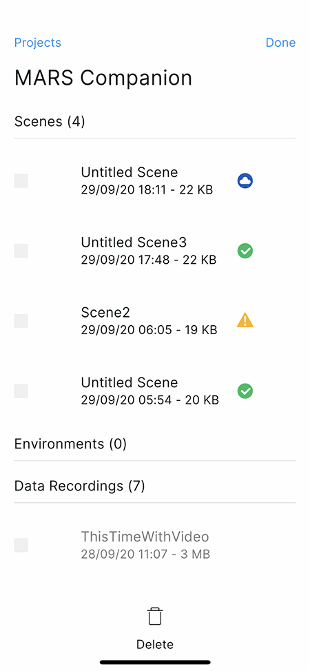 MARS Mobile Companion Resource List View Multi Select Mode