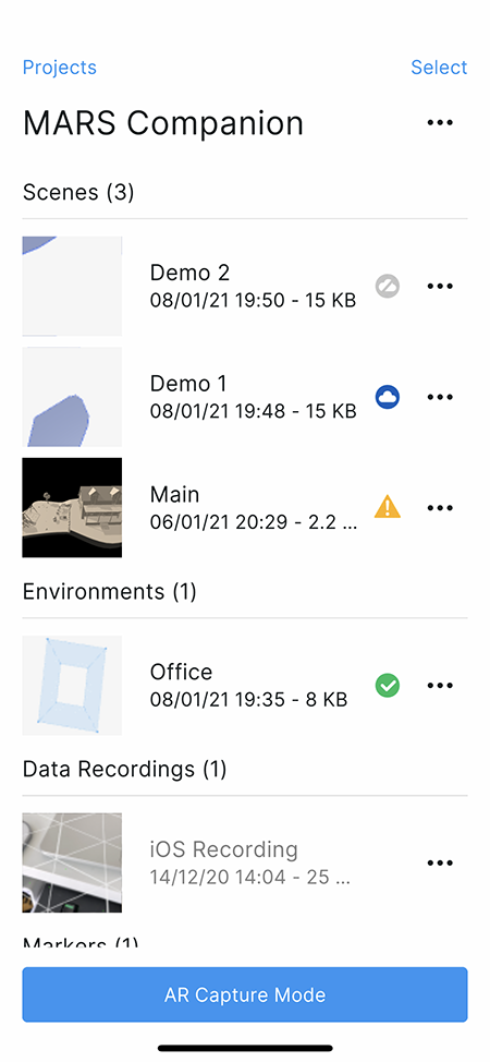 Unity MARS Mobile Companion Proxy Scan Flow