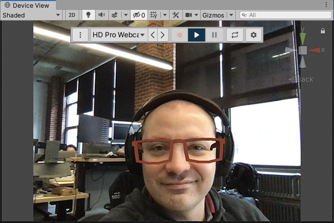 Testing face tracking in the Device view