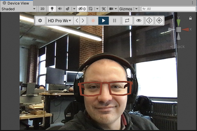 Testing face tracking in the Device view