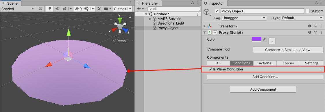 Adding a Plane condition to an empty Proxy