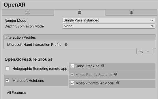 OpenXR Settings