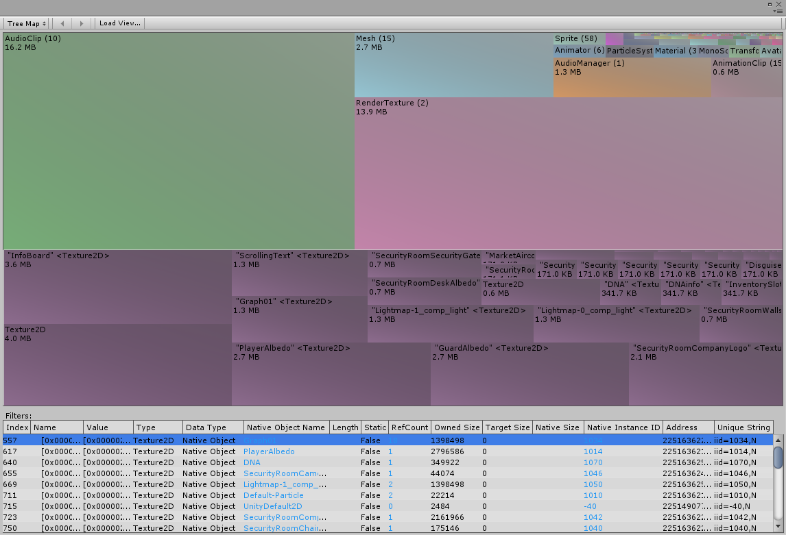 Tree Map view in the Memory Profiler window