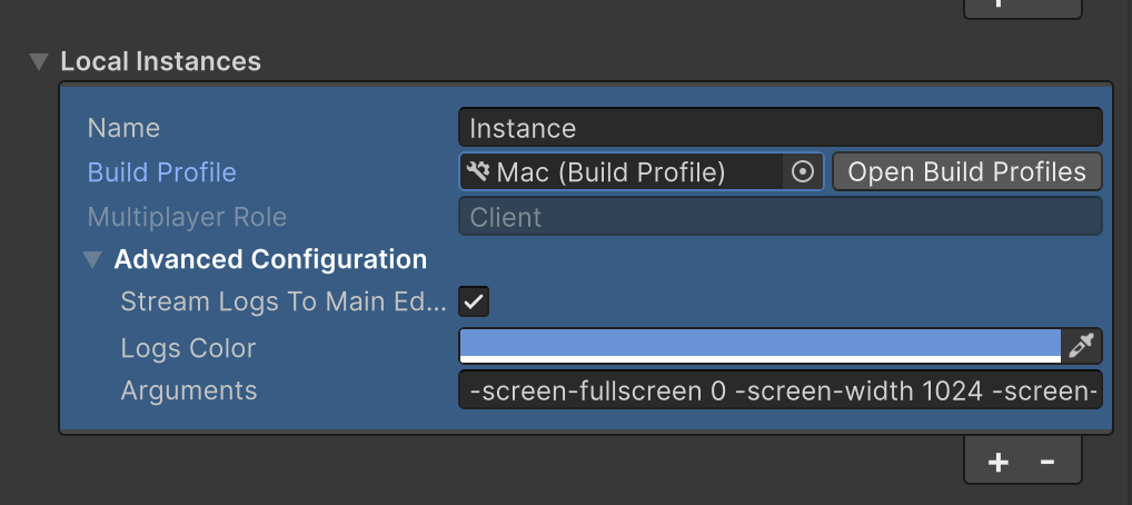 Local instance configuration options