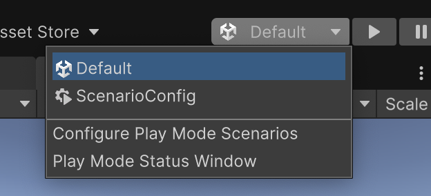 Play Mode dropdown menu
