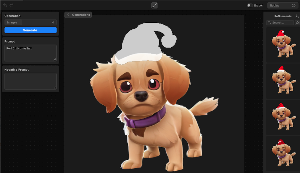 Add a Christmas hat for a dog sprite