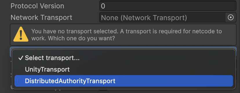 use unity transport