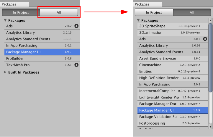 In Project and All modes