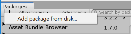 Add package from disk button