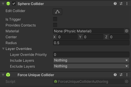 Force Unique Collider Component