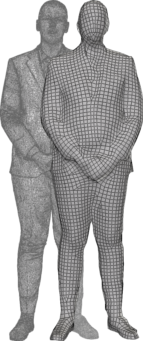 The mesh represents a person in a suit.