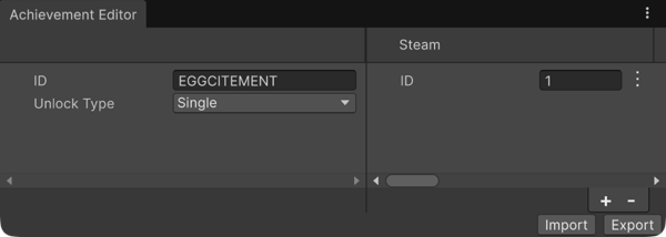 Achievement Editor window