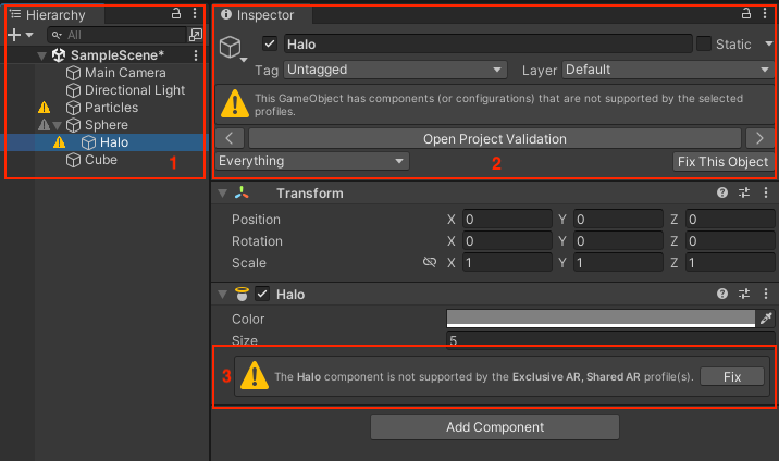 Scene Validation display