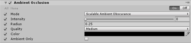 Effets de post-traitement dans Unity : occlusion ambiante, anticrénelage et exposition automatique