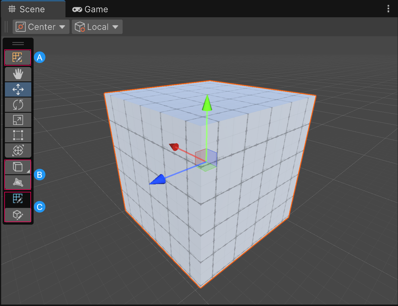 The GameObject context changes the options you can use in both the Tools and Tool Context overlay to those that control the entire GameObject