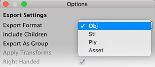 Export options