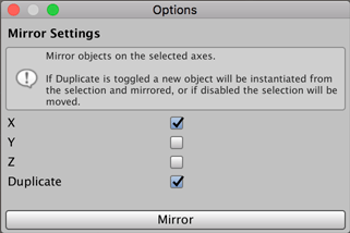 Object Mirror options