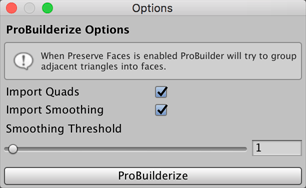 ProBuilderize options