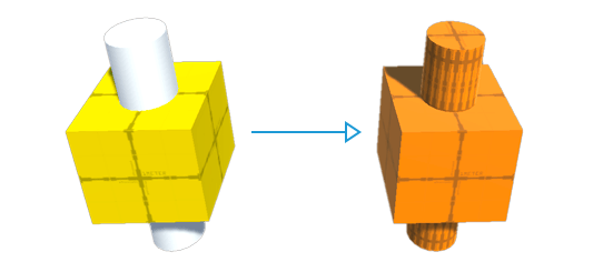 Boolean Union of a Cube and a Cylinder