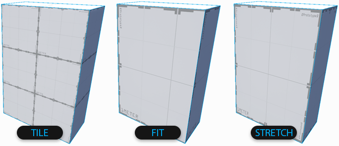 Shows 3 modes for filling the face with a Texture