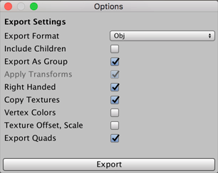 OBJ-specific export options