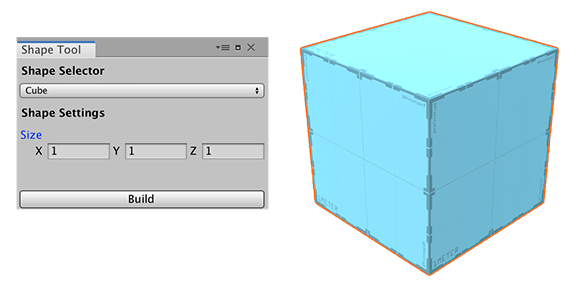 Shape Tool window with Cube shape