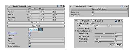 Poly Shape component and Bezier Shape windows