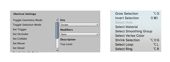 Set hotkeys in Preferences, see hotkeys assignments in the menu