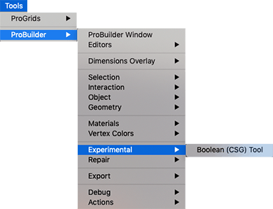 Tools > ProBuilder > Experimental menu