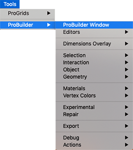 The ProBuilder menu