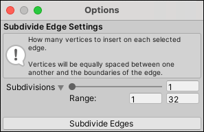 Subdivide Edges options