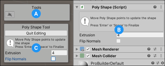 The Poly Shape tool in editing mode