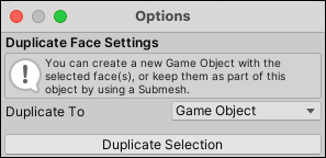 Duplicate Face options