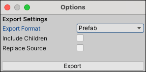 Asset-specific export options