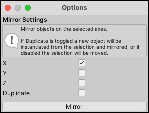 Object Mirror options