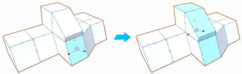 Only middle faces selected vertically on multi-level Mesh