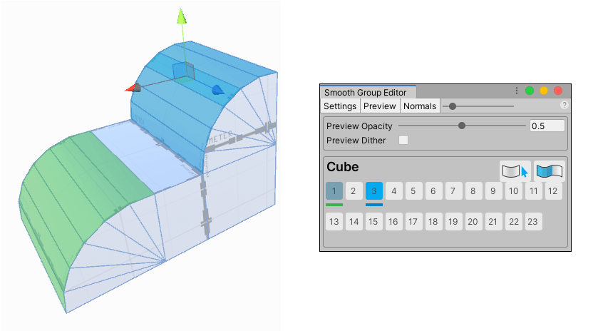 Smoothing hard edges on Meshes, ProBuilder