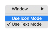Use Text Mode or Use Icon Mode