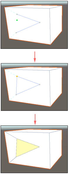 Example of a triangular cutout on a face