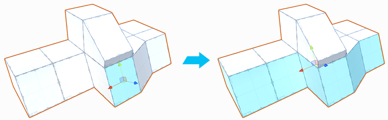 Only bottom faces selected on multi-level Mesh